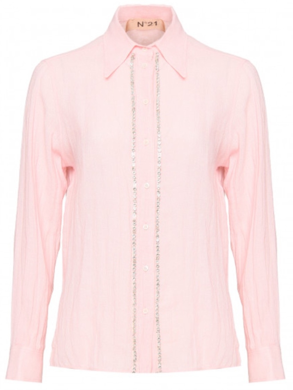 N°21 Pink Rhinestone Embellished Button Down Shirt